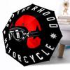 Motorcycle Brotherhood Emblem Outdoor Automatic Umbrella Compact 8-Rib Lightweight Durable Everyday Carry Umbrella Accessory Stylish Gift Women