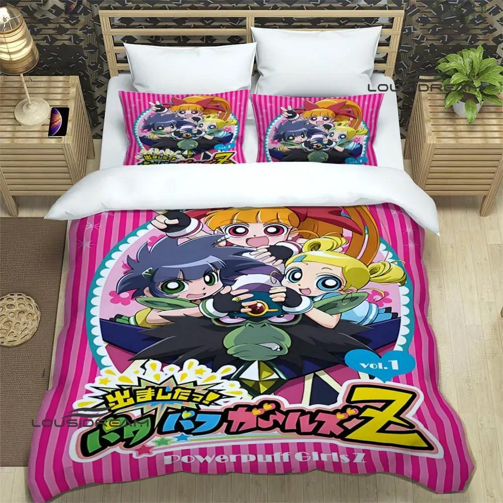 3D P-Powerpuff-Girls Cartoon Bedding Sets Exquisite Bed Supplies Set Duvet Cover Comforter Set Bedding Set Luxury Birthday Gift