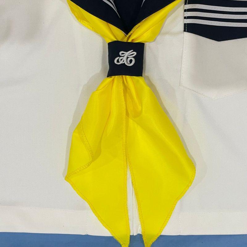 Red Triangular Sailor Uniform Scarf with Embroidery and Large Bow Tie - Japanese Academy Style