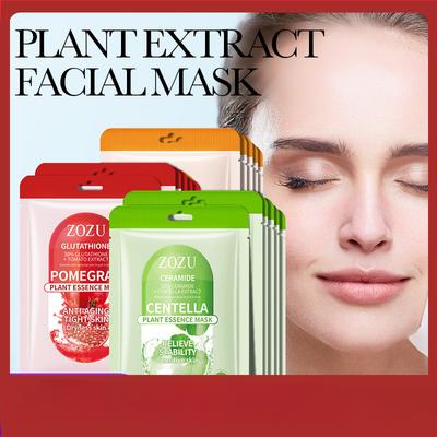 Set de mascarillas faciales ZOZU con extractos botánicos de centella asiática, naranja y granada