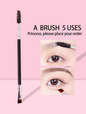 6 STuks/1 Stuk Hoge kwaliteit dubbelzijdige superdunne platte schuine hoek wenkbrauwborstel eyelinerborstel multifunctionele zwarte wimperborstel