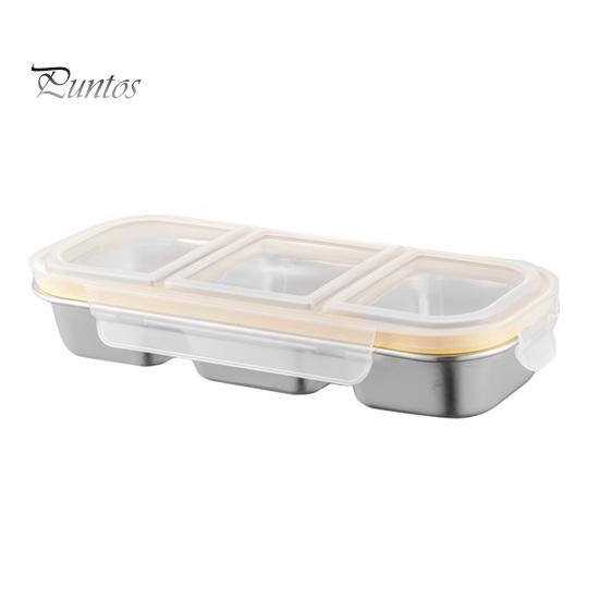 

Контейнеры для закусок из нержавеющей стали, разделенная коробка для приправ с крышками, ланч-бокс с герметичными отсеками, многоразовый пищевой контейнер для школы 3Grids