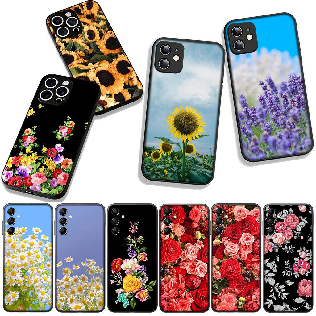 Daisy Sunflower Rose Flower Lavender for Samsung Galaxy A25 A37 A57 A12 A14 A31 A41 A50 A51 A70 A71 A72 A04 Note 20 9 8 10 Case