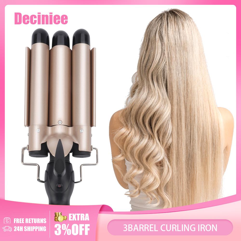 

3Barrel Curling Iron 25/32mm Heats Up Fast Tourmaline Ceramic Triple Barrels Beach Waves Curling Iron Egg Roll Hair Styling