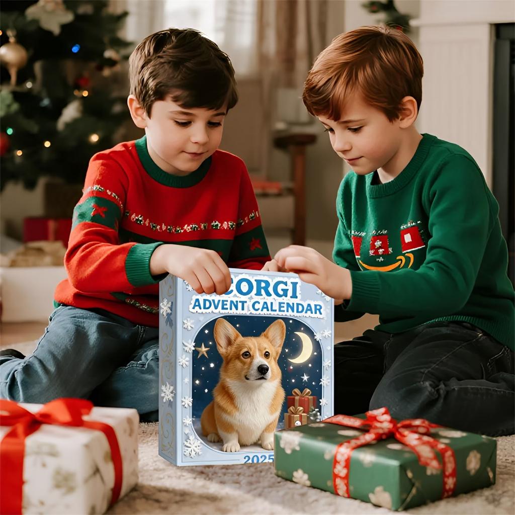 Puppy Advent Calendar Days Surprise Box for Kids  Christmas Dog Countdown Flat Design