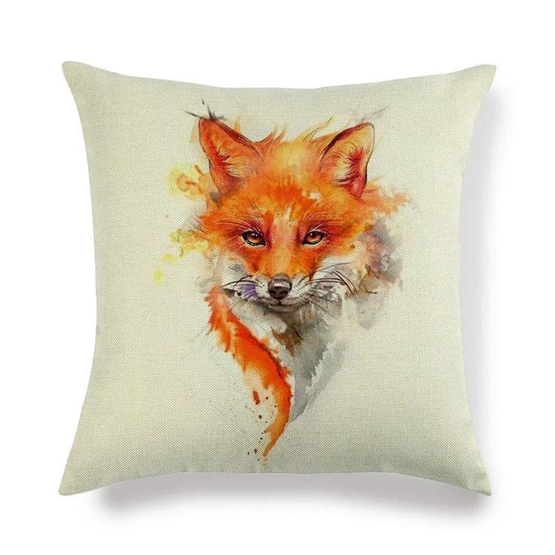 Lovely Fox Pattern Linen Pillow Cushion Cover Office Living Room Bedroom Sofa Car Decorative Pillowcase 45*45cm