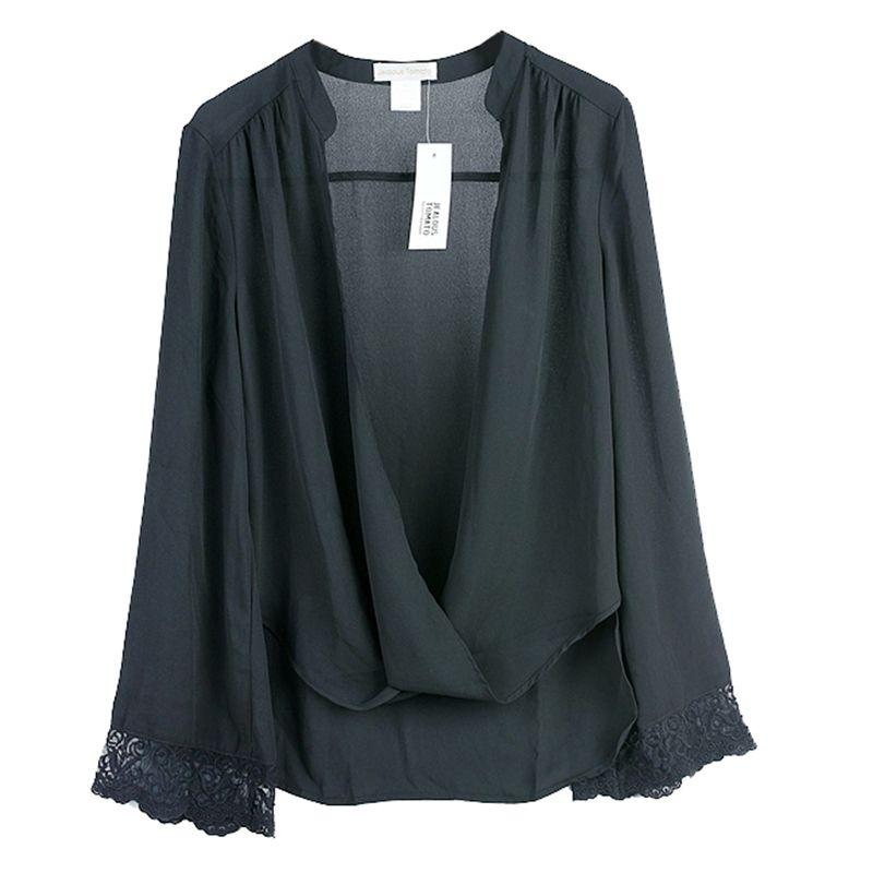 

Шифоновая блузка с длинным рукавом свободного кроя Black XS