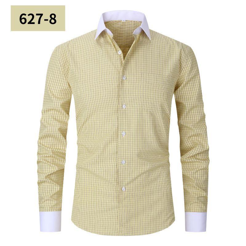 Men's Pocketed Striped Shirt: Business Commute, Crease-Resistant, Long-Sleeved, Plus Size