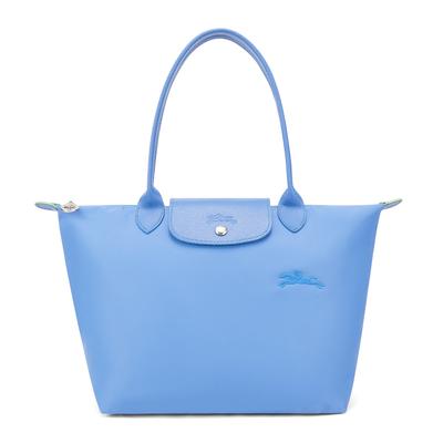 Snap Zipper Closure Canvas Tote Shopping Bag Women Tote Blue 1899919P82
