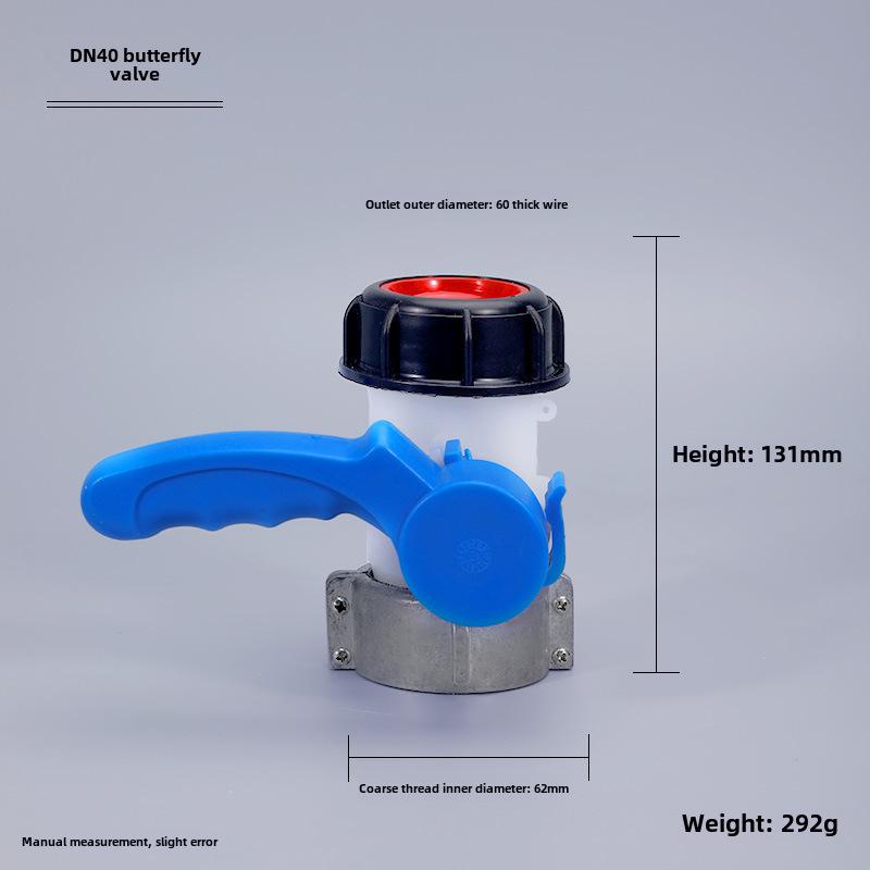 IBC 1-Ton Barrel Valve Set: Acid & Alkali Resistant Butterfly and Ball Valves, DN50, for Plastic Barrel Discharge.