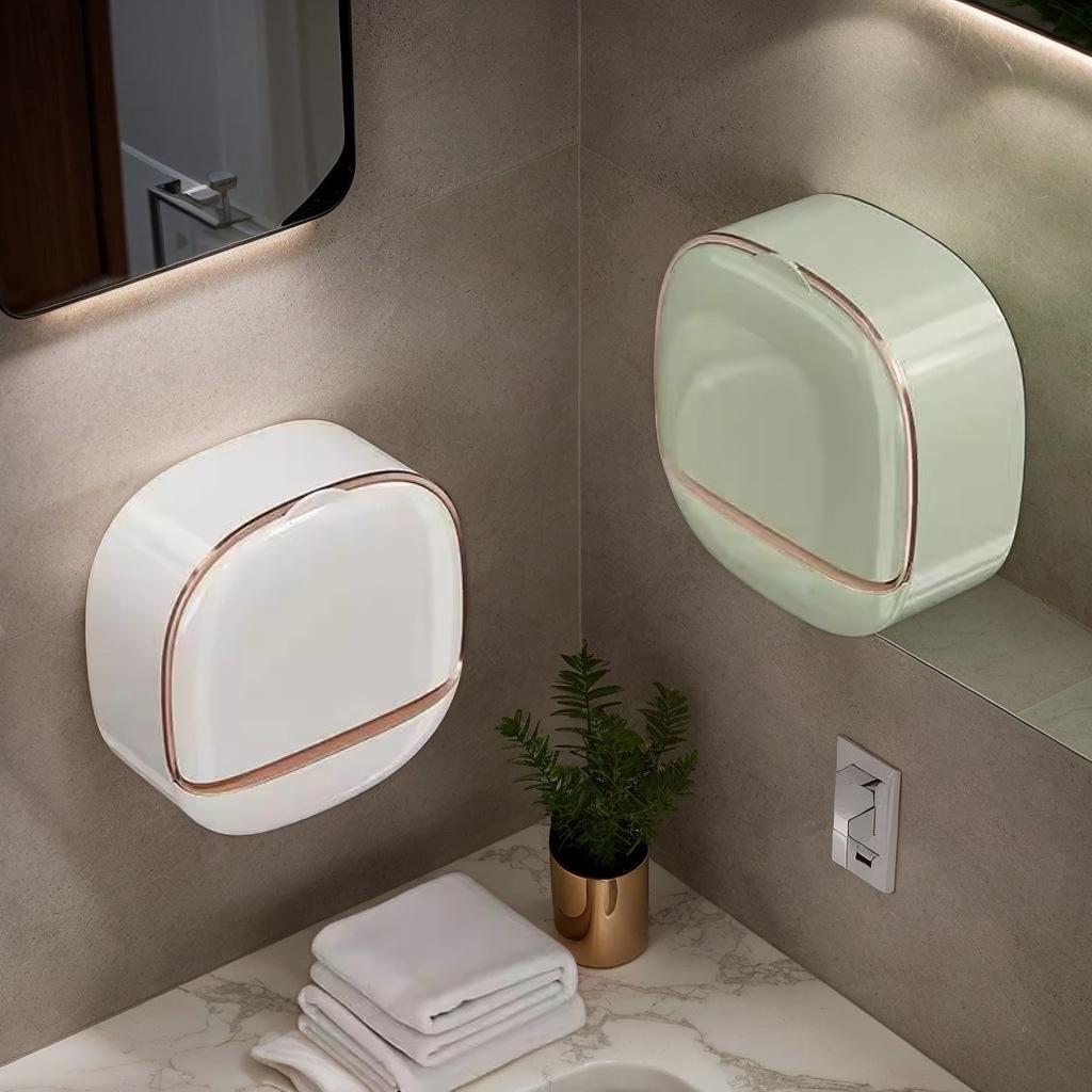 Wall-Mounted Soap Dish Bathroom Organizer, Space-Saving, Waterproof, Easy Installation, No Suction Cup, Multiple Colors
