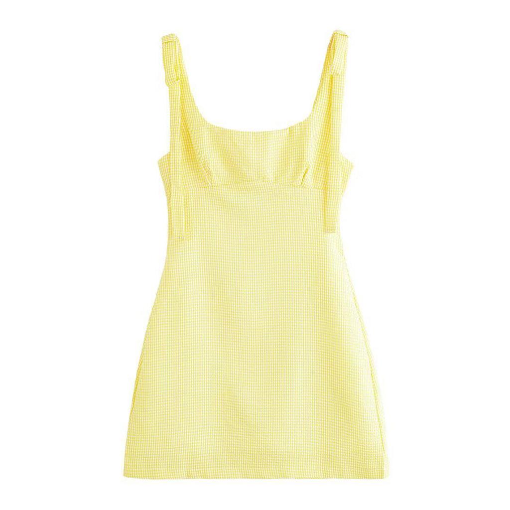 Women's 2025 Summer Plaid Spaghetti Strap Dress