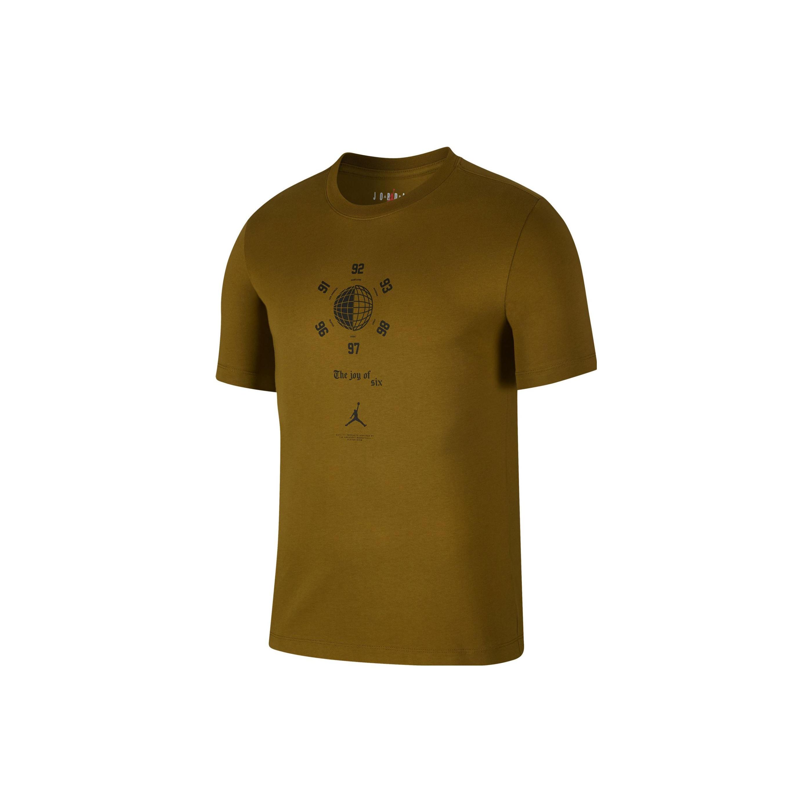 Air Jordan Love 6 Basketball Sports T-shirt Olive Green Men s AT8928-368 XS
