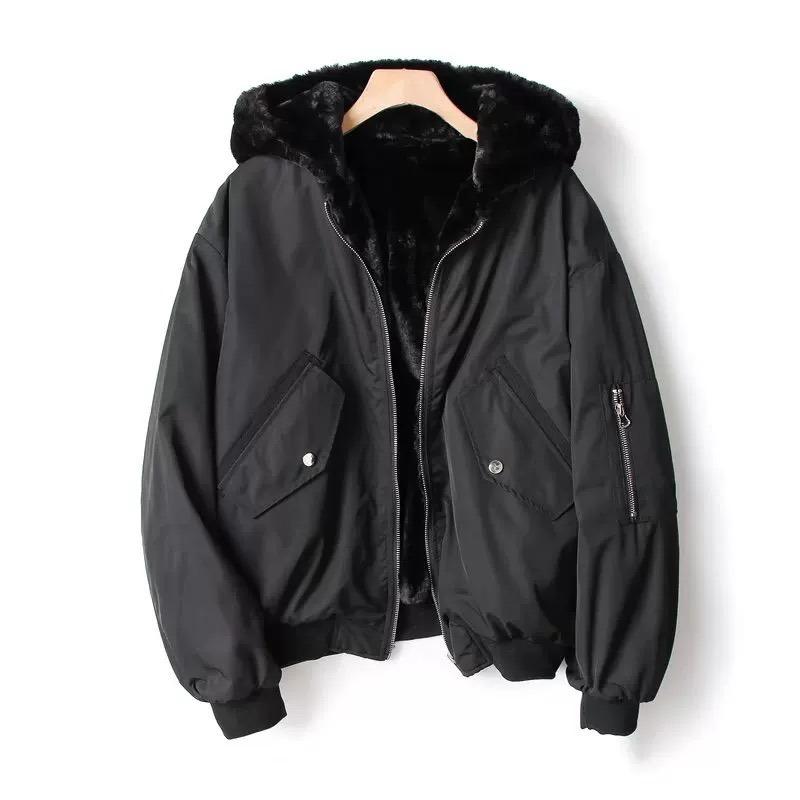 

2024 Парки женские зимние короткие в стиле преппи свободные однотонные простые модные теплые в корейском стиле универсальные студенческие досуговые дизайны новые M чёрный