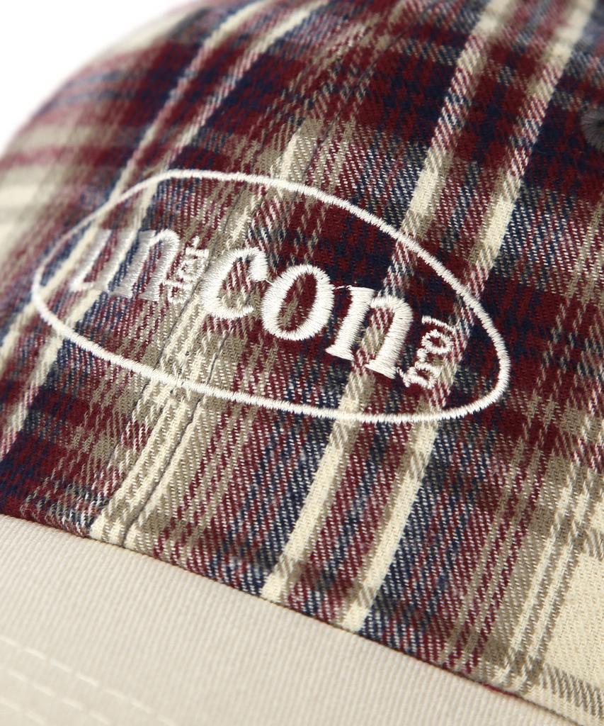 Eondeokeonteulol Check Pattern Ball Cap R Cross Logo / Classic B B / Wine Check