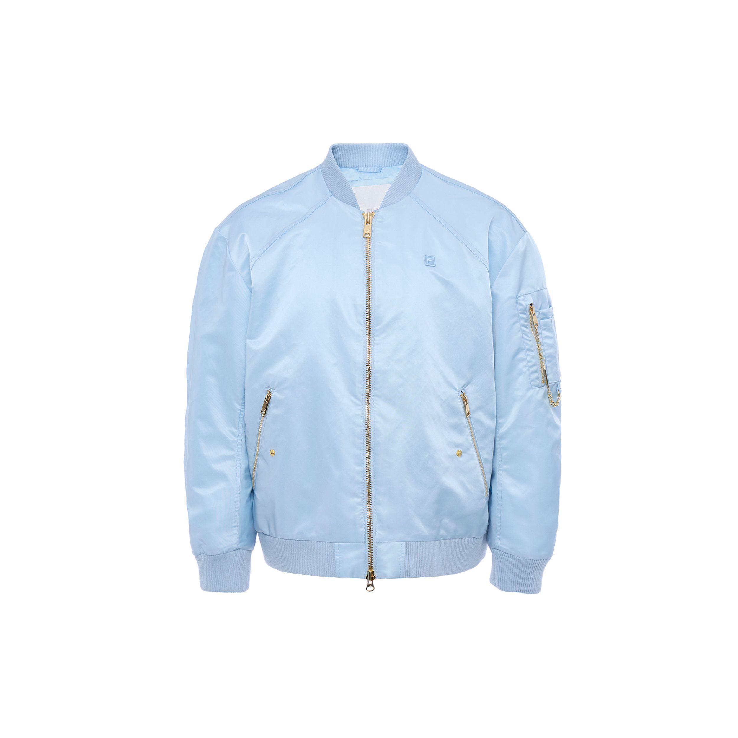 

FILA Solid Color Zip Stand Collar Long Sleeve Cotton Jacket Women jackets Mist-Blue F11W415902F-BU L