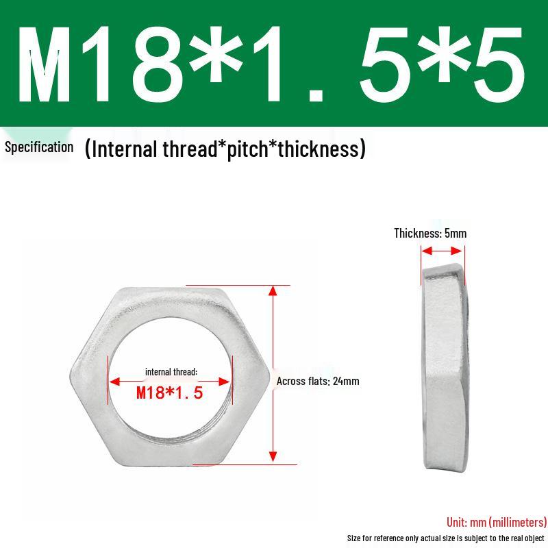 GB808 White Zinc Hex Thin Nut, Fine Thread, Lamp-Type, M6-M30
