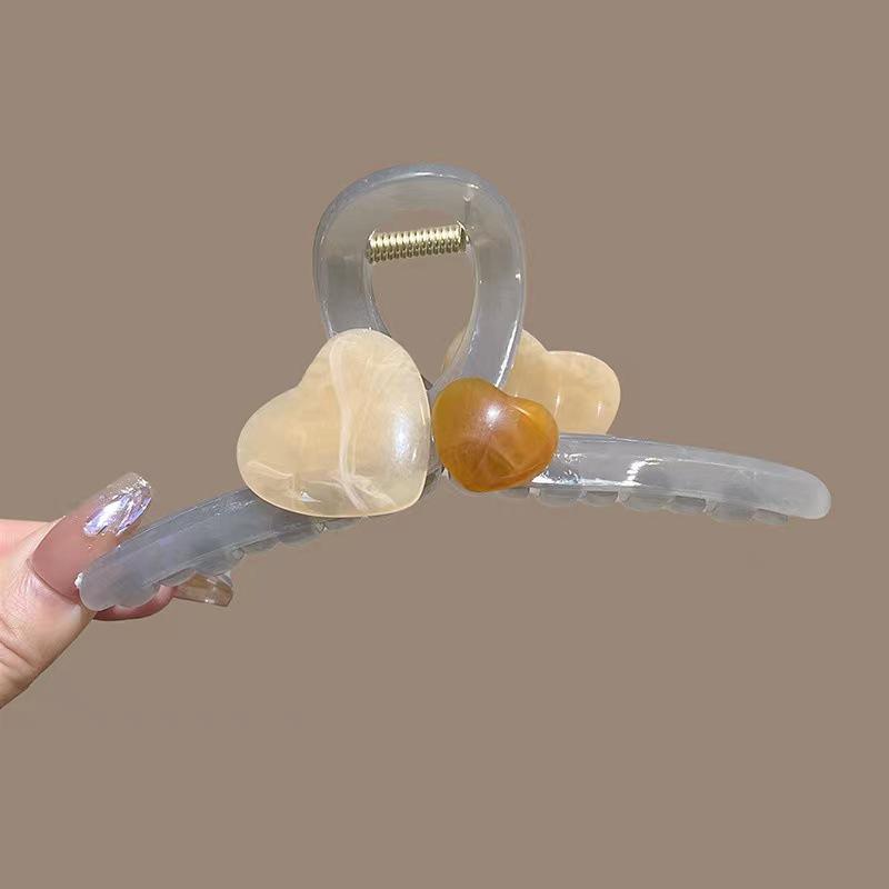 

Большой краб-зажим в форме сердца с цветовыми блоками: Универсальный женский аксессуар для волос для вьющихся волос