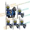 N501U-504U Medieval Castle Knight Building Blocks Figures Four Side UV Printing King Warhorse Weapons Accessories Toys Kid Gifts