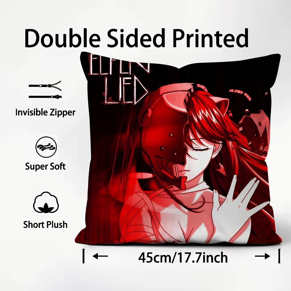 Anime E-Elfen L-Lied Cushion Cover Pattern Printed Pillowcase for Living Room Sofa Cushion Cover & Bedroom Decor