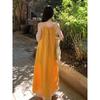 Plus size women clothing Chubby Girl Summer New Korean Style Loose Slimming Super Nice Temperament Yellow Tassel Sling Dress