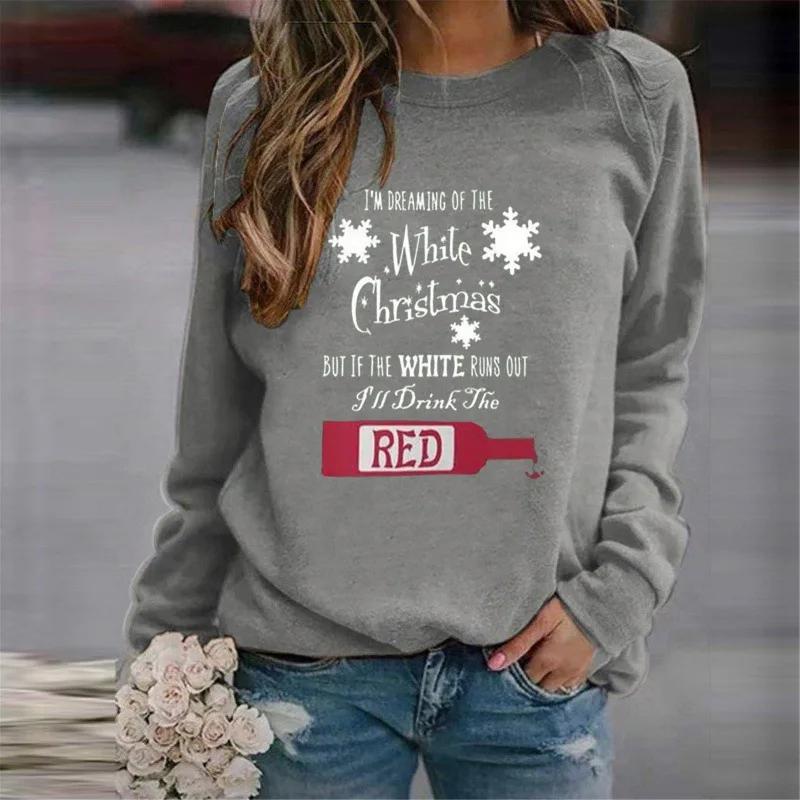 Независимый магазин уличной торговли Европейский рождественский сезон Трансграничный круглый вырез рукава свитер с принтом толстовка S серый 934₽