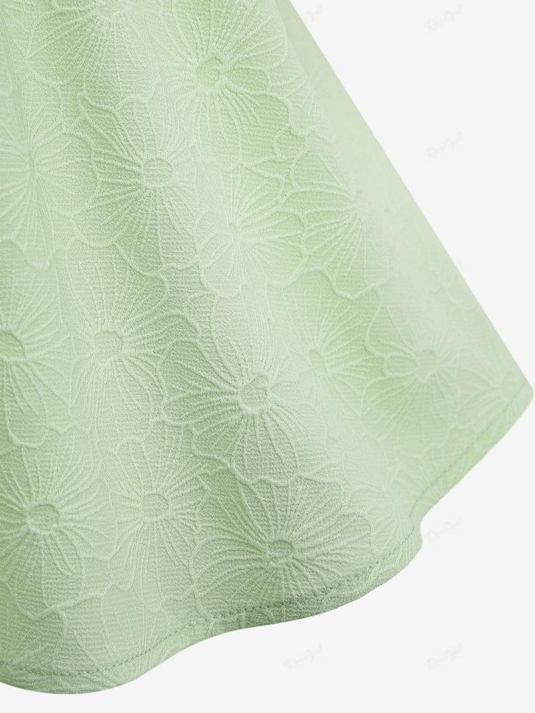 Rosegal Plus Size Flower Jacquard Ruched Ruffles Blouse