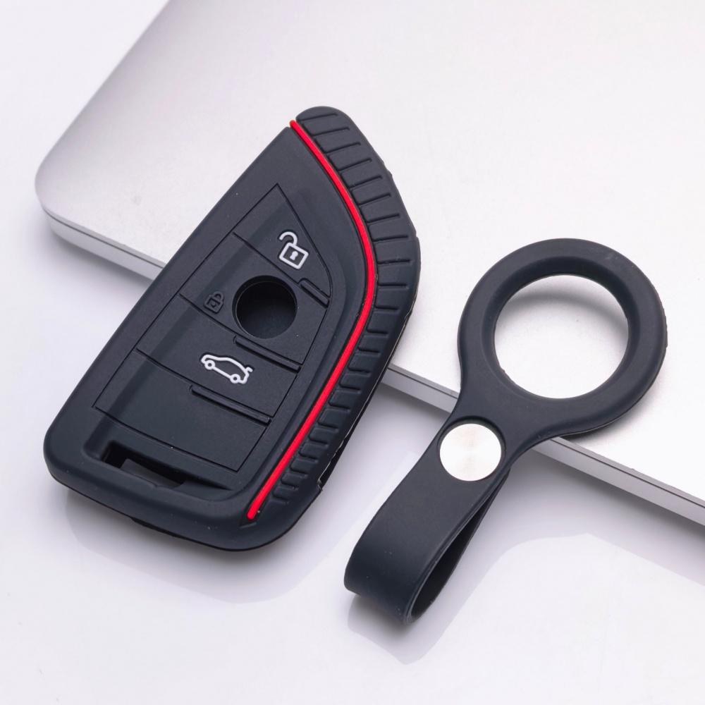 Silicone Key Fob Cover with keychain for BMW 1 2 3 4 5 6 7 Series X1 X2 X3 X4 X5 X6 X7 M5 M6 GT3 GT5 Smart Remote Key Soft Protective Case Fits чёрный