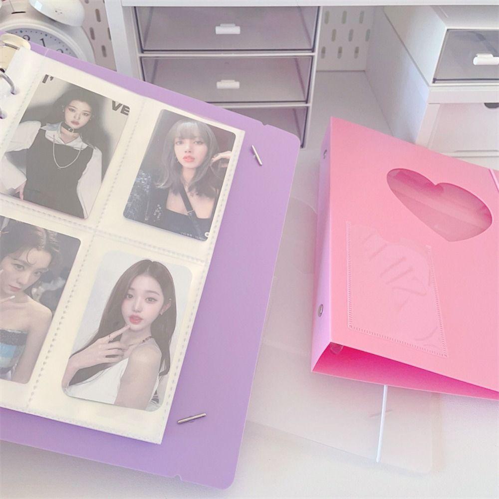 Transparent A5 Photocard Binder Cover Excluding Inner Pages Heart Shape Card Binder Cover Durable Loose-leaf Photocard Album