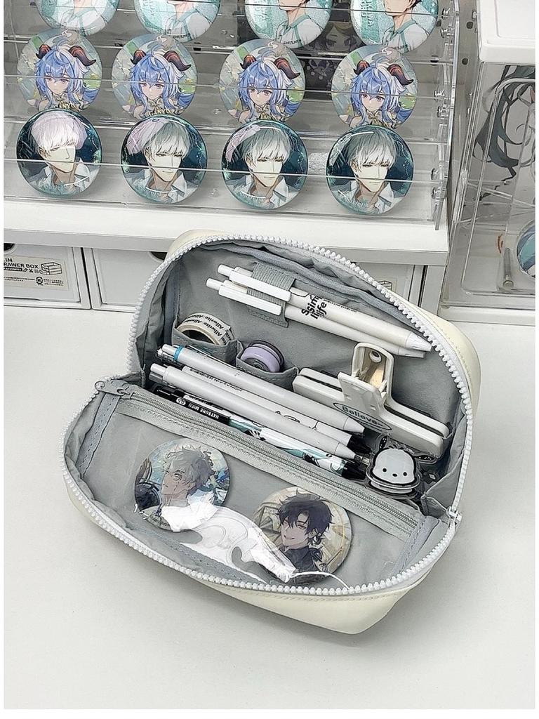 Anime Multifunctional Large Capacity Pencil Case & Badge Holder