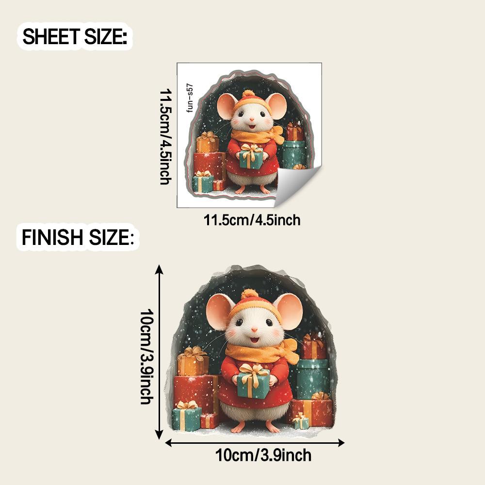 Cute Christmas Small Mouse Wall Stickers Xmas Home Ornaments Noel 2026 Merry Christmas Home Decoration Navidad New Year Decor