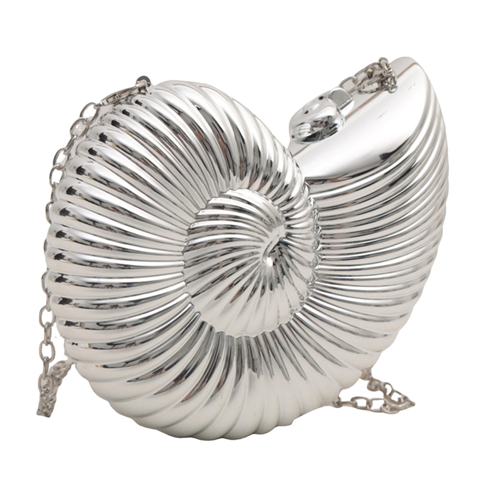 

Conch Bag Casual Stylish Elegant Lightweight Unique Trendy Tote Bag Crossbody Bag Chain Bag for Lady Girls Woman Vacation Work срібний