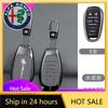 Car Stickers For Alfa Romeo Zinc Alloy Leather Car Remote Key Case Cover Shell Holder Protector Keychain For Alfa Romeo Stelvio 