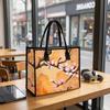 Elegant Cherry Blossom Print Fashion Daily Tote Bag Lightweight Casual Handbag for Outdoor Shopping