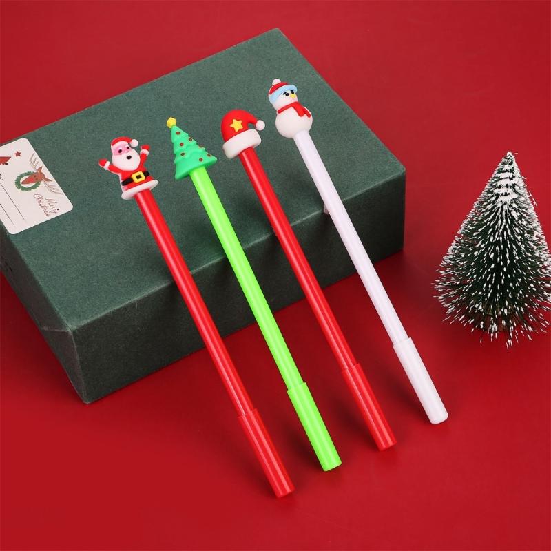 4Pcs Christmas Cartoon Gel Pen Funny Writing Pen Office Supplies for Student Game Reward Christmas Party Supplies