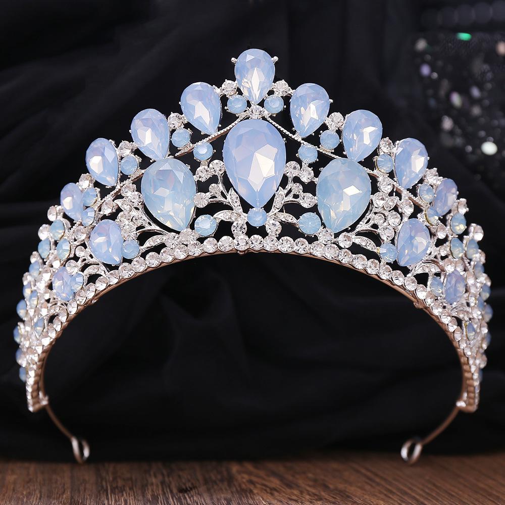 Classical Dazzling Gold-color Opal Tiara Full Of Retro Atmosphere Designed For Ladies' Performance Party Wedding Jewelry