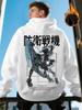 Cyberpunk Anime Female Character Print Men's Hooded Sweatshirt - Suitable for Autumn and Winter Street Fashion and Casual Wear.