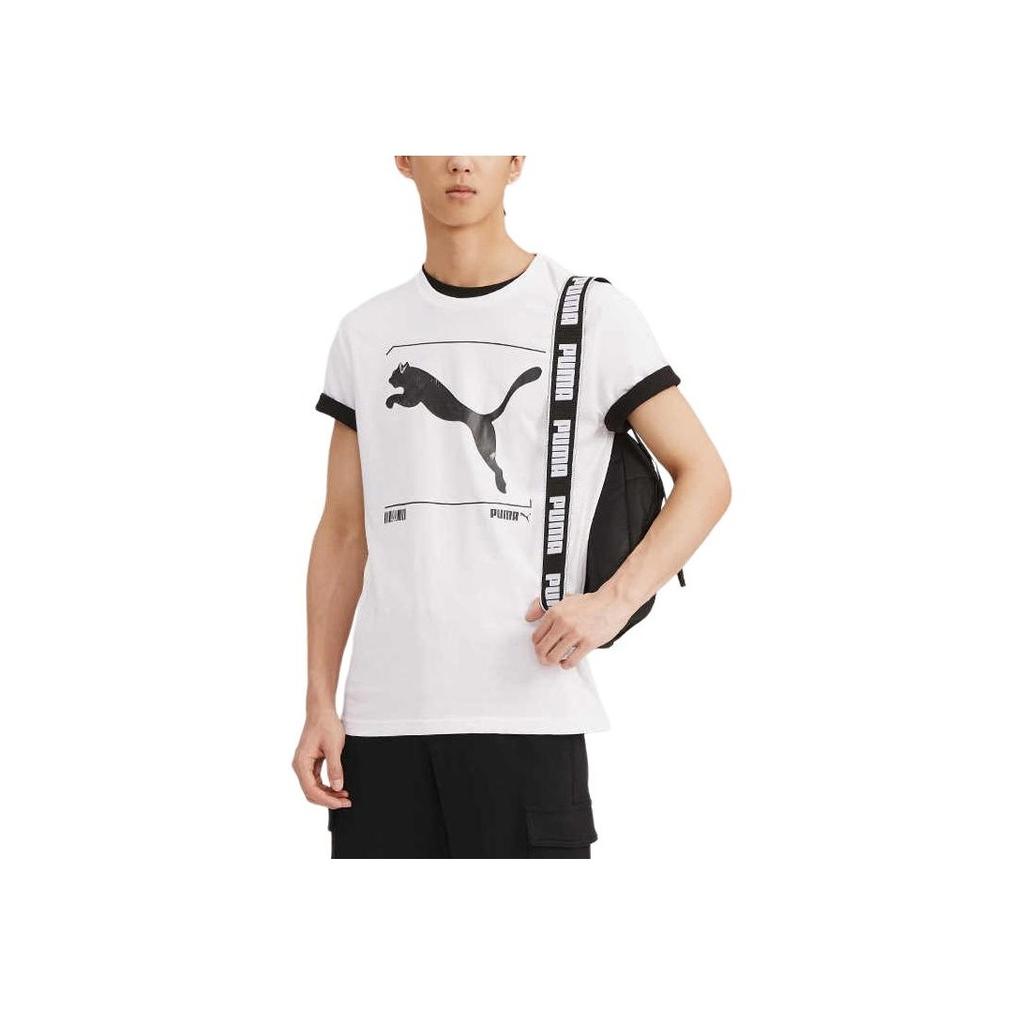 Puma Nu-Tility Large Logo Printed Sports Short Sleeve T-Shirt Men Tops White 845997-02