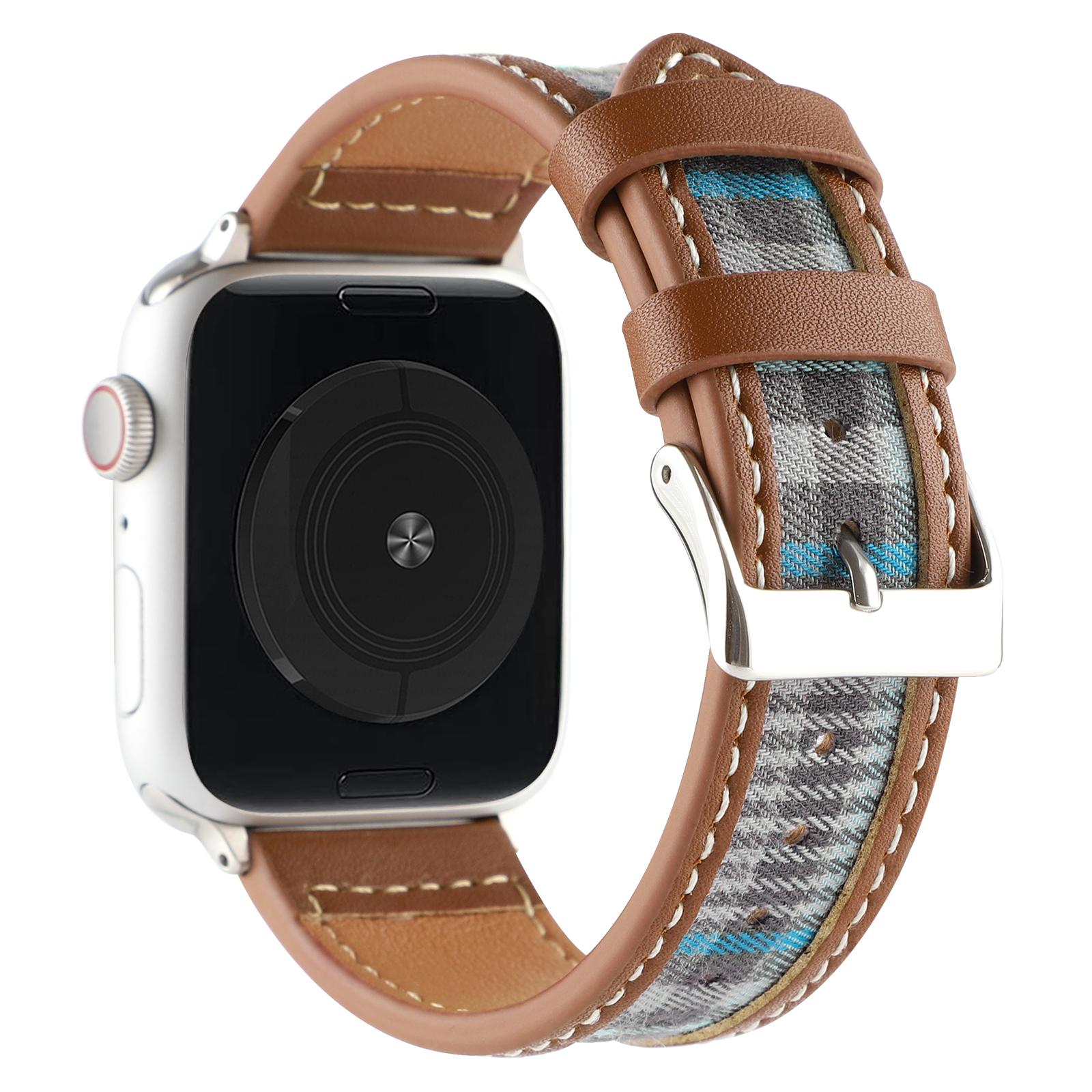 

Watch Strap for Apple Watch Series 10 42mm/9 8 7 41mm/SE (2023) SE (2022) SE 6 5 4 40mm/3 2 1 38mm Cloth+Leather Band Style A