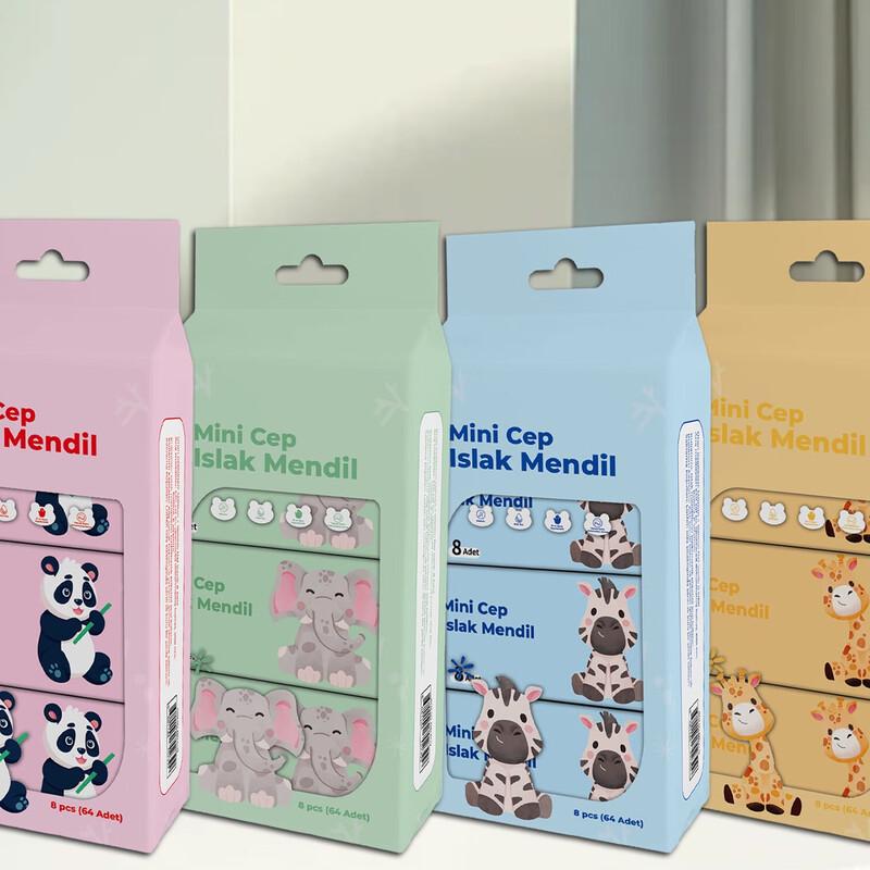 Qianhui Mini Baby Cleaning Wet Wipes, Cartoon English Style