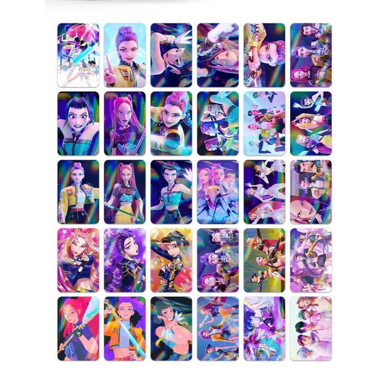 30Pcs Film K-Pop Demon Hunters Flash Cards Cartoon Girls Group Merchandise Hd Lomo Postcard For Fans Collection Photos Gift