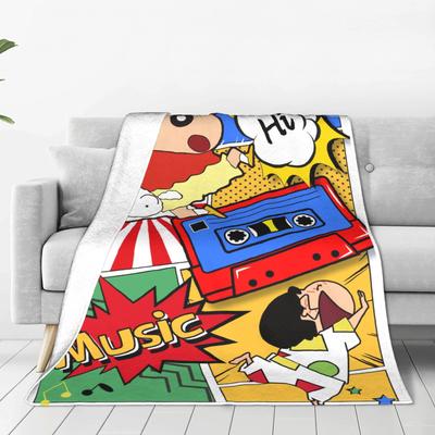 Crayons Shin-chans Music Plush Blanket Kids Adult Flannel Bedding Throws For Outdoor Warm Design Bedspread Birthday Present