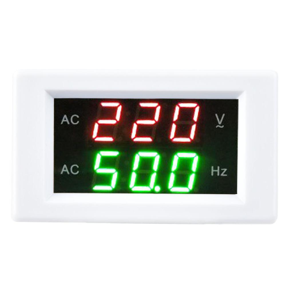 Generator Dual Display LED Digital AC Voltmeter Frequency Meter Testing Tool(White)