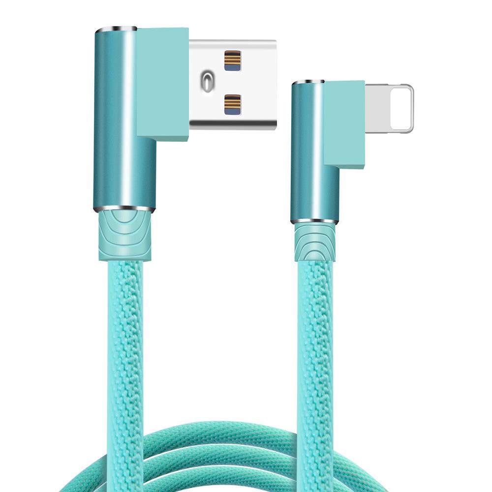 90° Dual-Elbow Fast Charging Cable for Mobile Gaming - Compatible with Apple, Type-C, and Android Devices