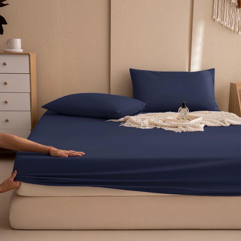 2PCS Waterproof Fitted Bed Sheet With 360 Elastic Band Mattress protector Cover Bedspreads for Single Double King Queen Size Bedsheet