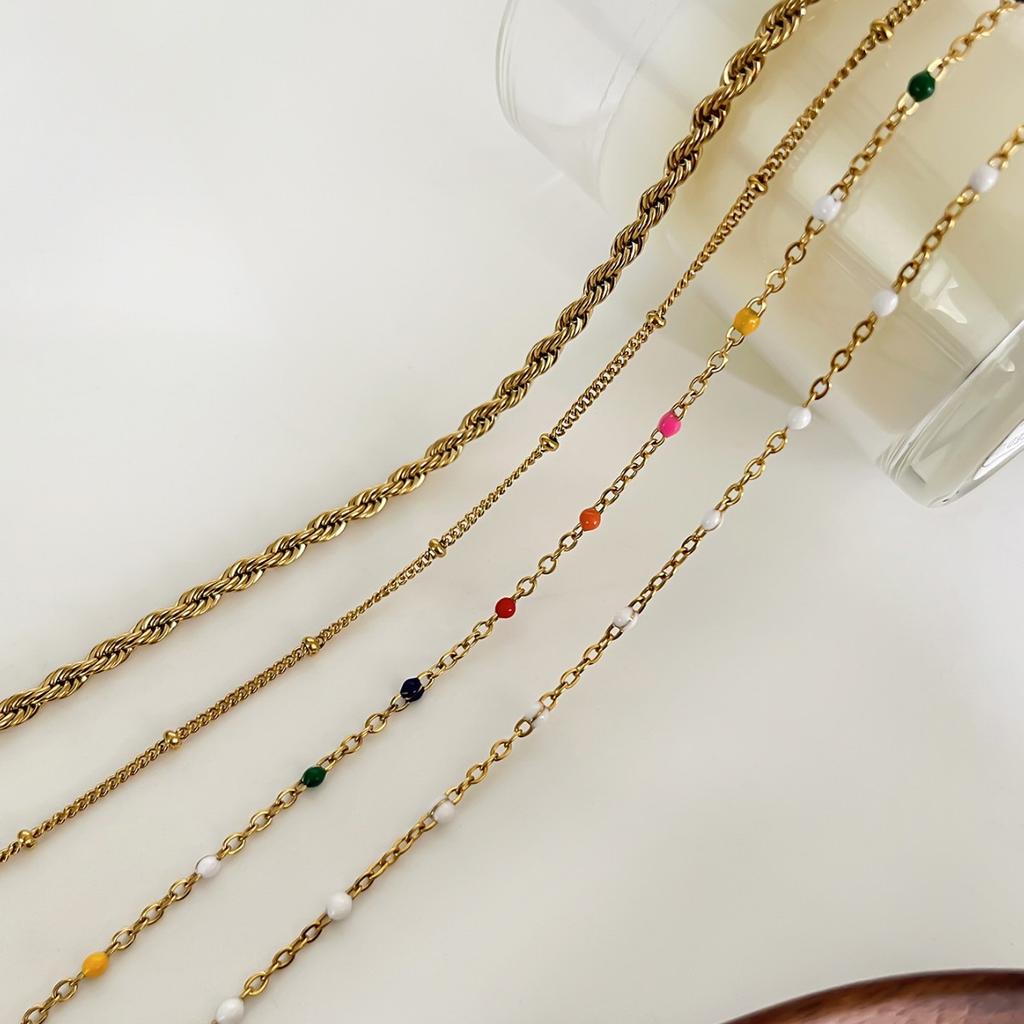 New Drip Glazed Women's Necklace Ins Style Small Fresh Collarbone Chain Summer Beach Travel Body Chain Girls Jewelry Accessories
