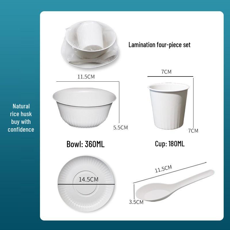 Qie E Tuan Tuan Disposable Rice Husk Tableware Set