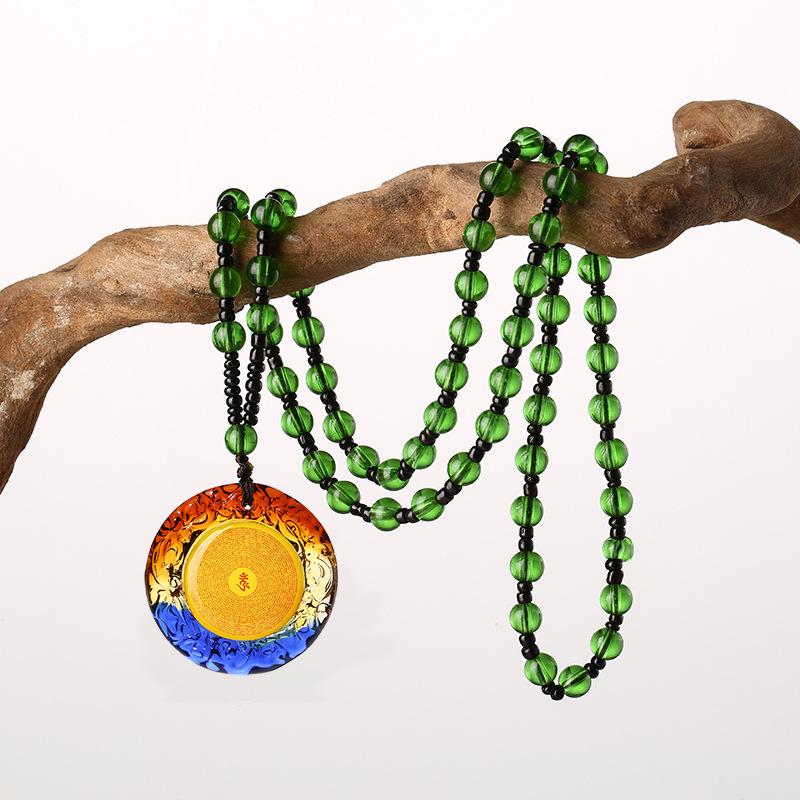 

Glazed Pendant Necklace with Shurangama and Six-Syllable Mantras
