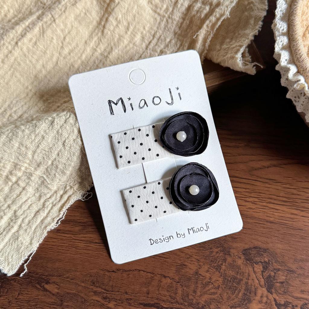 2pcs Polka Dots Love Hairpin Bow Hair Band Baby Side Bangs Korean New Girl Black and White Clip Broken Hairpin