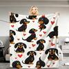 1 Halloween Flannel Weighted Blanket, 240GSM, with a Cute Dachshund and Heart Pattern Single-sided Print, a Cool-feeling Blanket for All Seasons